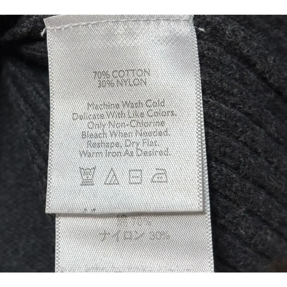 Eddie Bauer Women Sweater M Dark Gray Ribbed Quarter Zip Minimalist Quiet Luxury